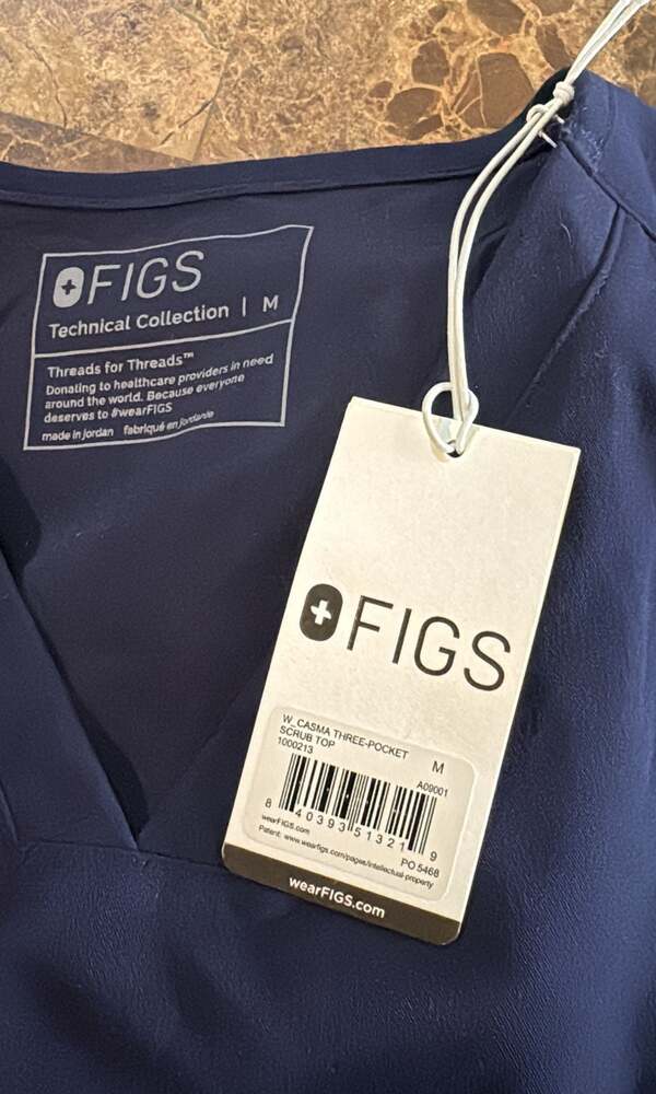 FIGS Casma Women's V-Neck Navy Blue Short Sleeve Scrub Top